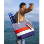 BEACH PRINTED BAG WITH ELEGANT CORAL PURSE
