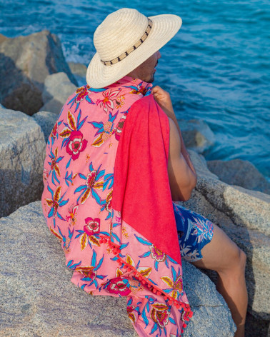 PAREO ESTAMPADO CON RIZO FLORES