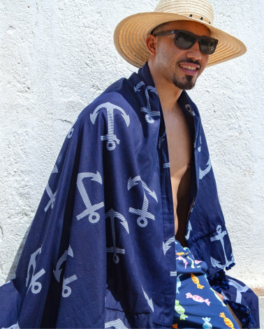 PAREO ESTAMPADO CON RIZO ANCLAS