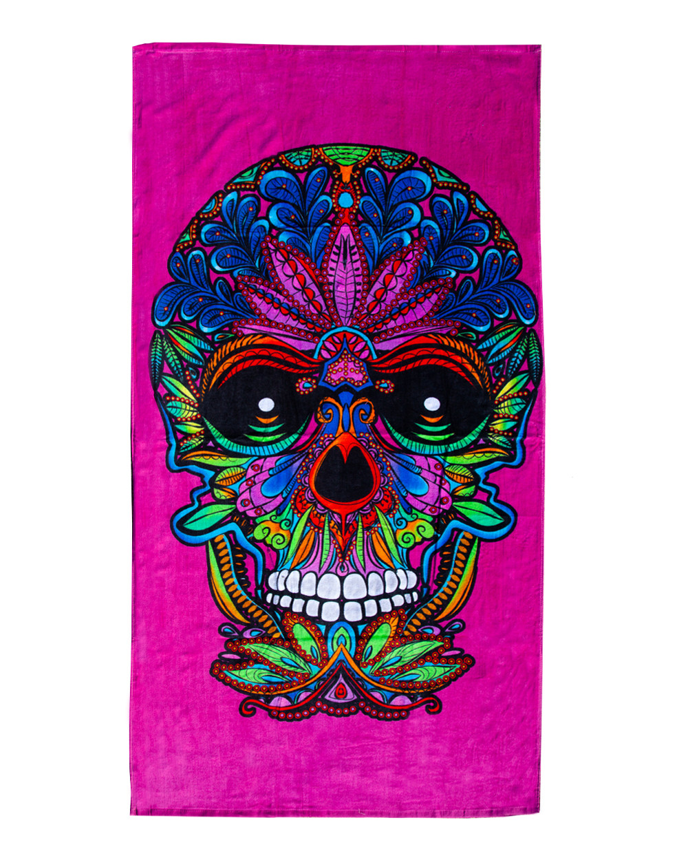 TOALLA ESTAMPADA CALAVERA FUCSIA