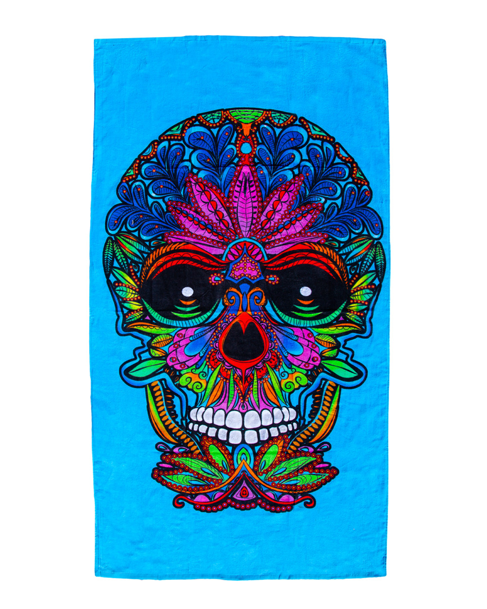 TOALLA ESTAMPADA CALAVERA TURQUESA