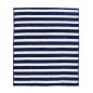 SERVIETTE DE PLAGE JACQUARD VELOURS DE COTON - DOUBLE - BLEU+BLANC
