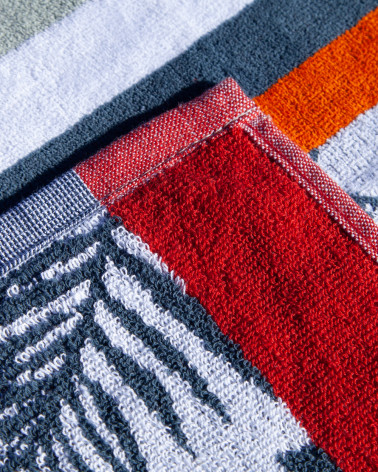 SERVIETTE JACQUARD À RAYURES TROPICALES ORANGE