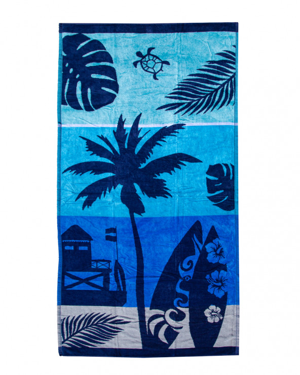 JACQUARD BLUE BEACH TOWEL
