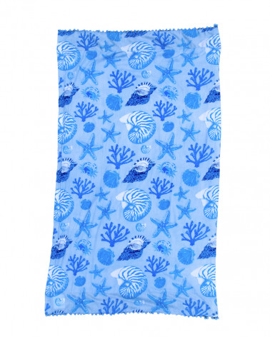 PAREO ESTAMPADO CON RIZO NAUTILUS AZUL CLARO