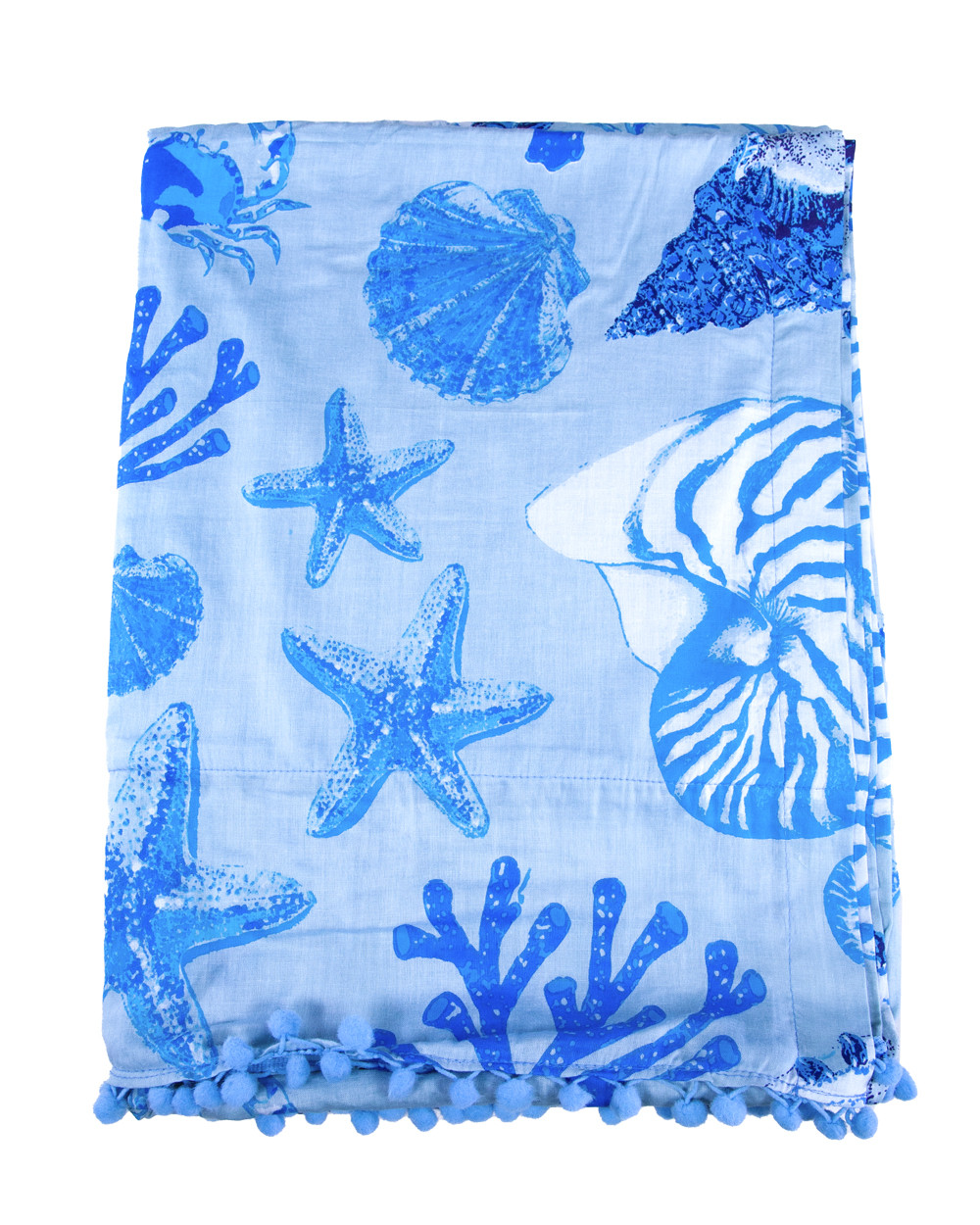 PAREO ESTAMPADO CON RIZO NAUTILUS AZUL CLARO