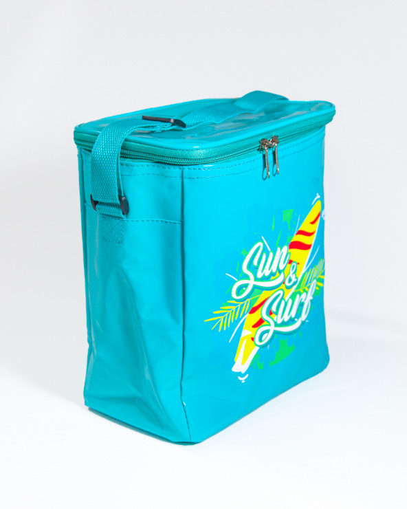 NEVERA DE PLAYA PEQUEÑA PLEGABLE TURQUESA 6L
