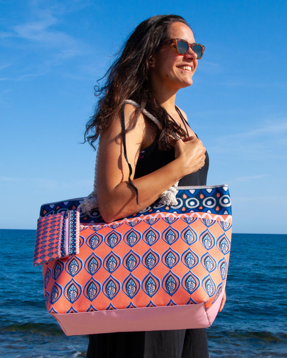 SUN&SURF - SAC DE PLAGE IMPRIMÉ AVEC PORTE-MONNAIE EN PLUME
