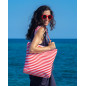 RED STRIPED WALK BAG