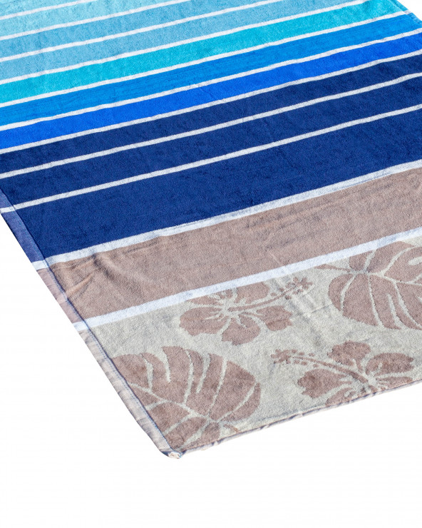 SERVIETTE JACQUARD HIBISCUS BLEU