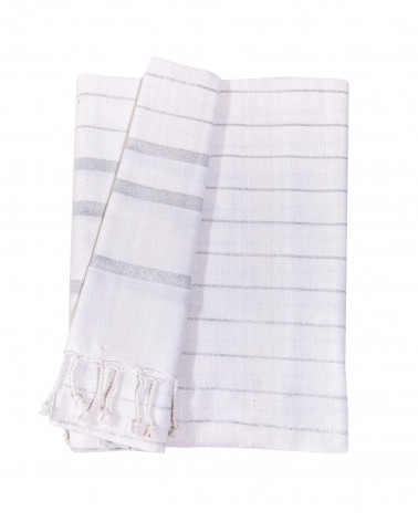FOUTA G PLATA + BLANCO