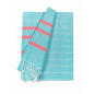 FOUTA G AIGUE-MARINE + ARGENT + CORAIL