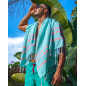 FOUTA G AIGUE-MARINE + ARGENT + CORAIL