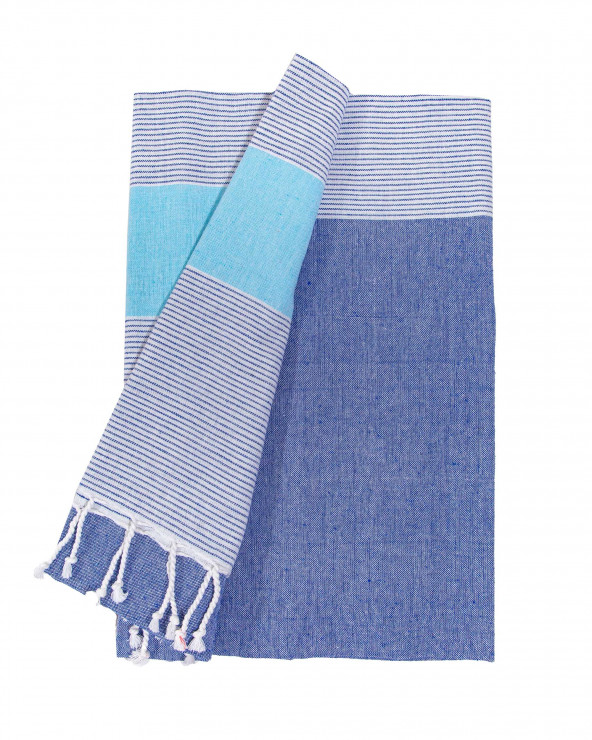 FOUTA D BLEU + TURQUOISE - DOUBLE