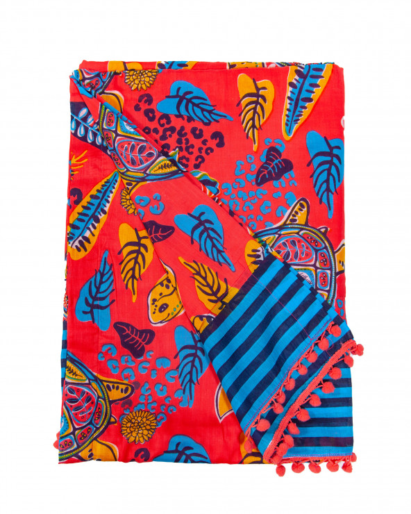 PAREO ESTAMPADO TORTUGA CORAL