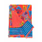 PAREO ESTAMPADO CON RIZO TORTUGA CORAL