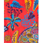 PAREO ESTAMPADO CON RIZO TORTUGA CORAL