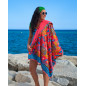 PAREO ESTAMPADO CON RIZO TORTUGA CORAL
