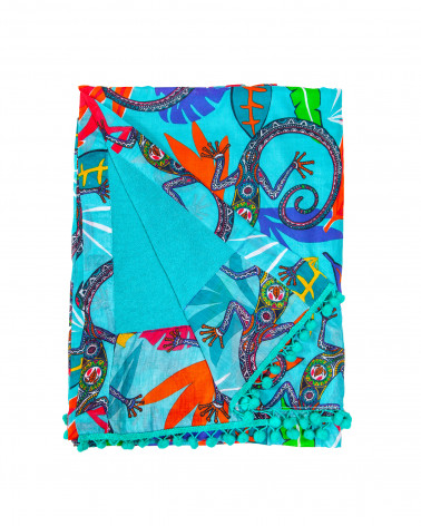 LIZARD PRINTED PAREO WITH TERRY