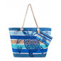 SAC DE PLAGE IMPRIMÉ AVEC PORTE-MONNAIE TORTUE À RAYURES BLEUES