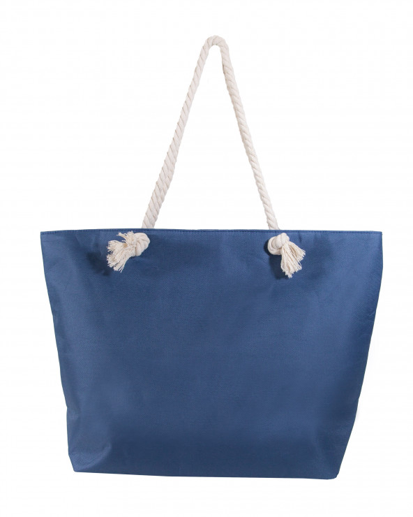 BOLSO ESTAMPADO DE PLAYA CON MONEDERO TORTUGA RAYAS AZUL
