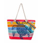 BOLSO ESTAMPADO DE PLAYA CON MONEDERO TORTUGA RAYAS MULTI