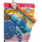 PRINTED BEACH BAG WITH MULTICOLOR STRIPED TURTLE PURSE