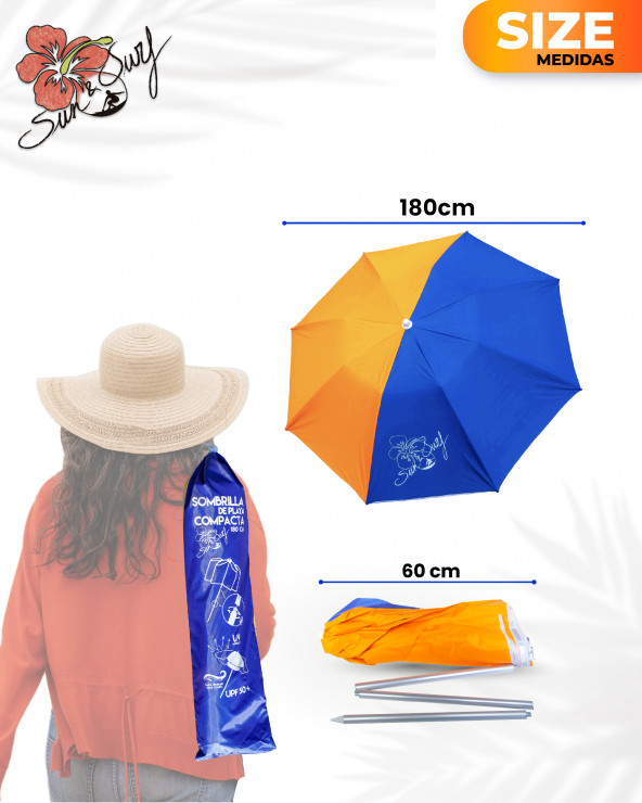 SUN & SURF - PARASOL COMPACT PROTECTION SOLAIRE UPF50+