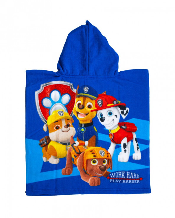PONCHO INFANTIL 50X100CM MICROFIBRA PAW PATROL