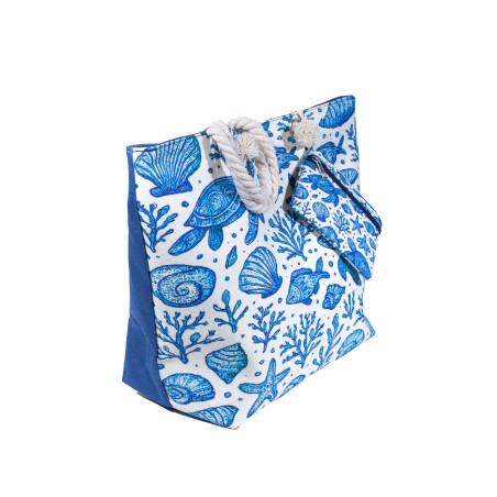 PRINTED BEACH BAG WITH TURTLE PURSE