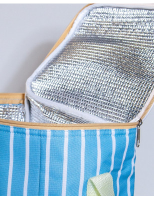 NEVERA DE PLAYA PEQUEÑA PLEGABLE 6L RAYAS