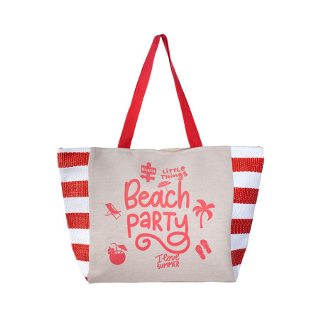 copy of PRINTED BEACH BAG WITH PURSE PINK TURTLE